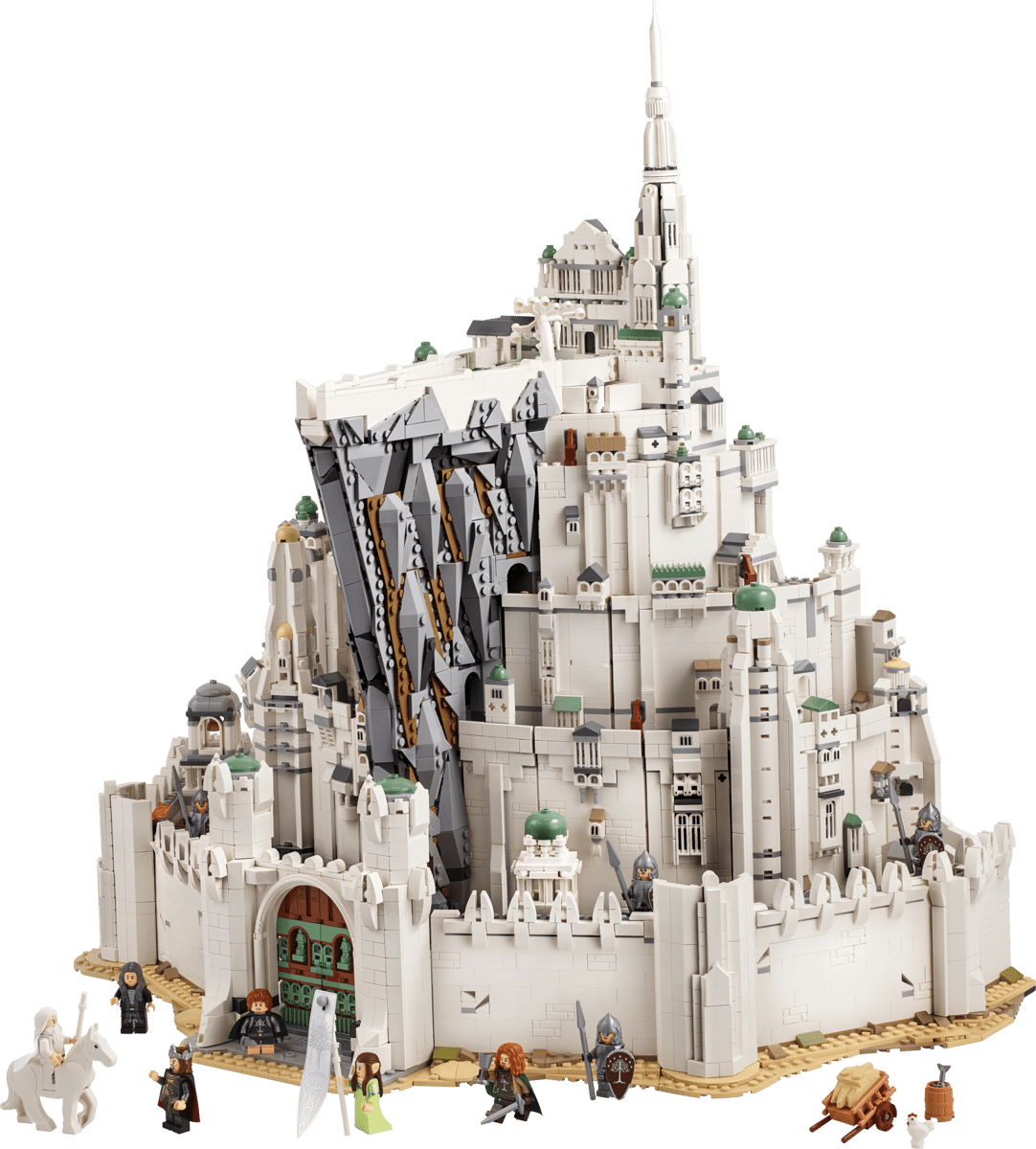 LEGO 11377 Minas Tirith — front view with minifigs