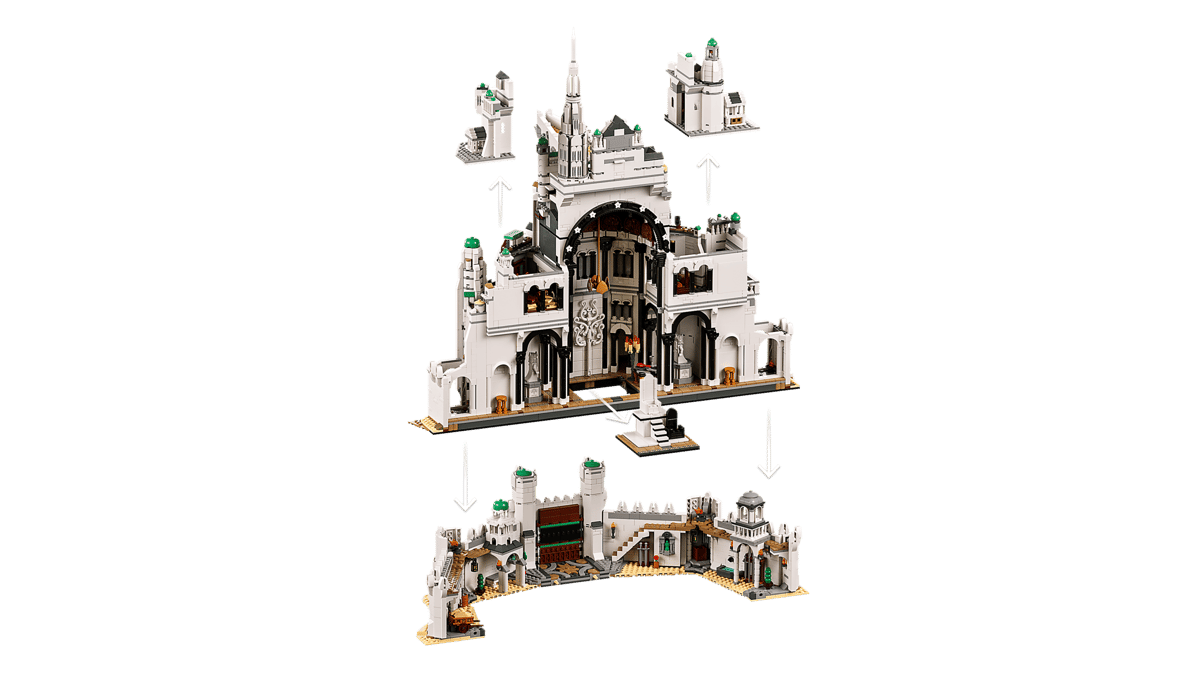 LEGO 11377 Minas Tirith — exploded build modules